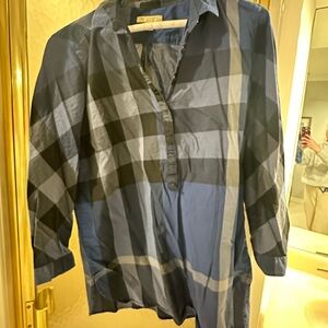 Burberry Navy and Black Checkered Shirt